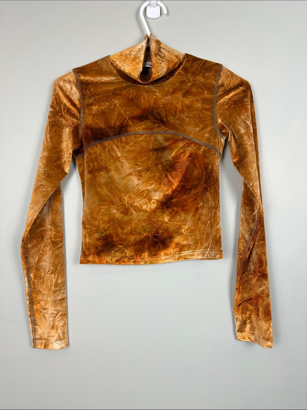 70. Wilfred free, crushed velvet velour rust turtleneck.